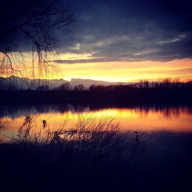 Západ slunce nad vrbenskými rybníky